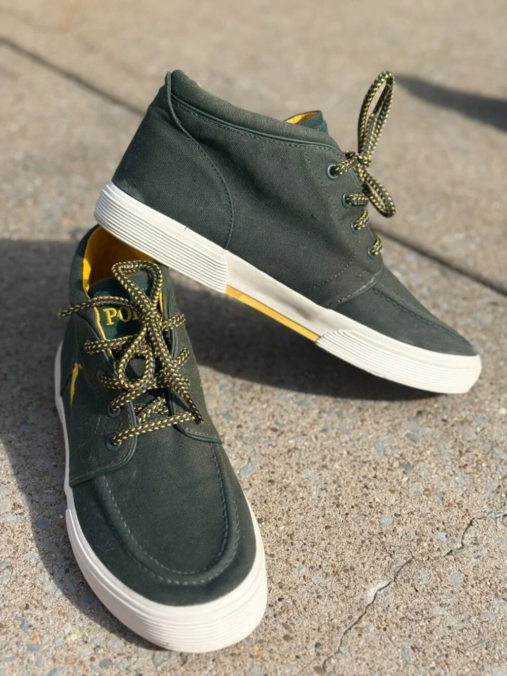 Polo Ralph Lauren Federico Mens 9D Green Canvas Chukka Shoes Old Money Prep 4022